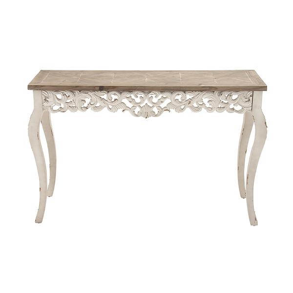 9th & Pike(R) White Wooden Carved Console Table