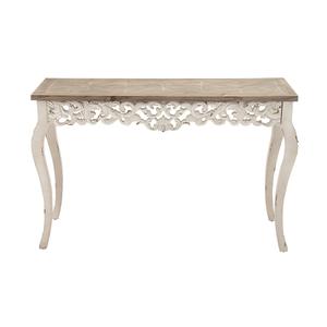 9th & Pike(R) White Wooden Carved Console Table