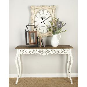 9th & Pike(R) White Wooden Carved Console Table alternate view