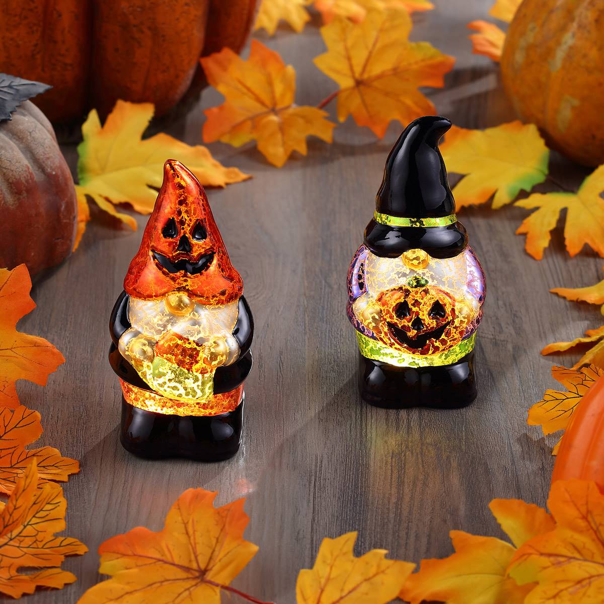 Mr. Halloween Mercury Glass Gnomes - Set Of 2