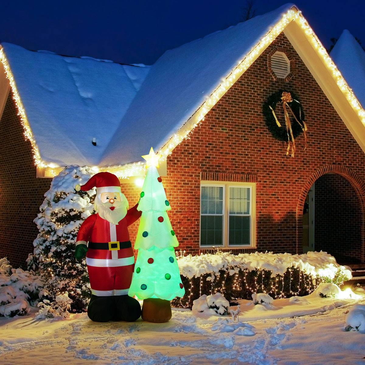 Mr. Christmas 7ft. Outdoor Santa & Tree Lit Inflatable