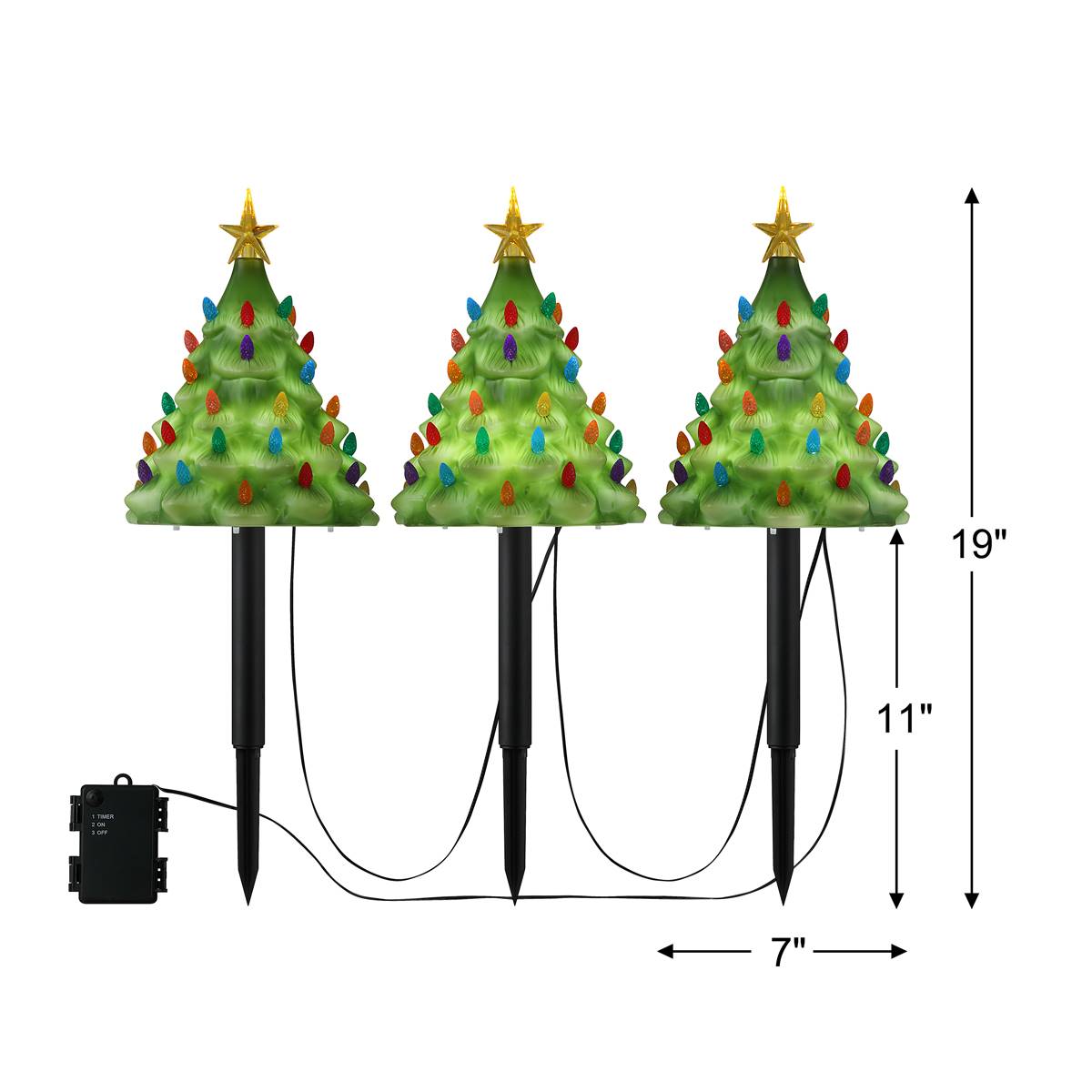 Mr. Christmas 9in. Lit Blow Mold Pathway Trees - Set Of 3