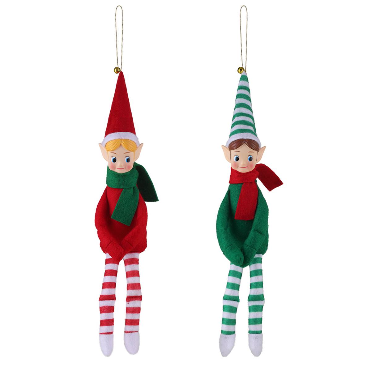 Mr. Christmas Recordable Knee Hugger Elves Ornaments  - Set Of 2