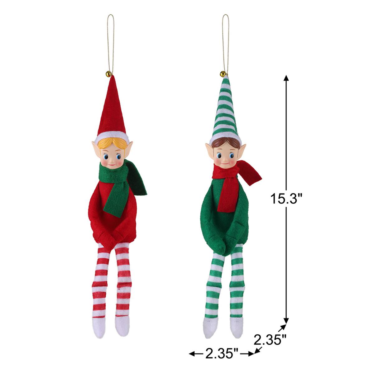 Mr. Christmas Recordable Knee Hugger Elves Ornaments  - Set Of 2