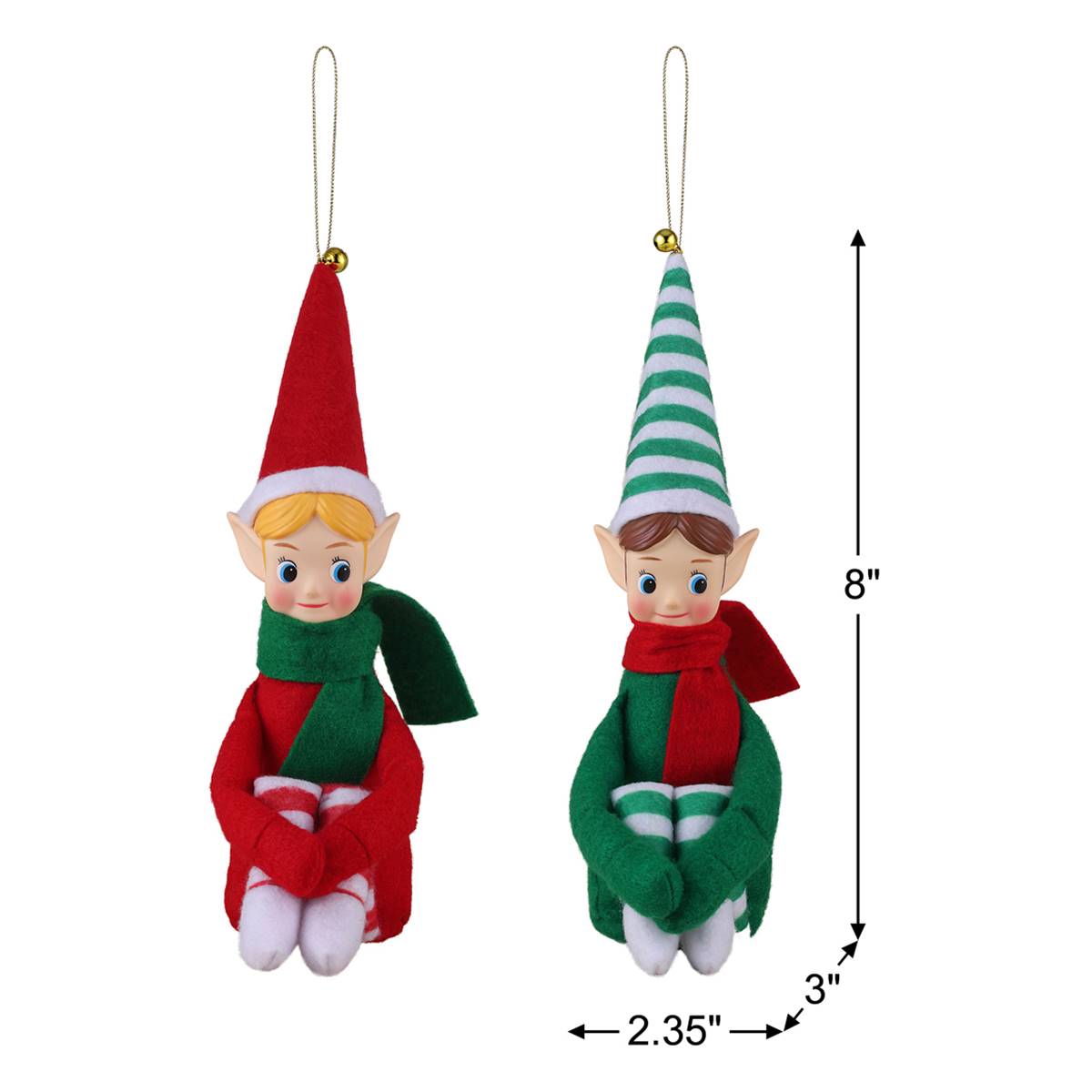 Mr. Christmas Recordable Knee Hugger Elves Ornaments  - Set Of 2