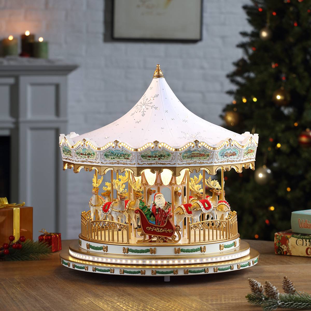 Mr. Christmas 17in. Animated Deluxe Crystal Carousel