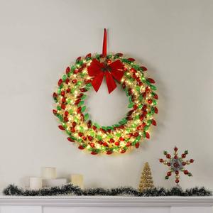 Mr. Christmas 30in. Vintage Red & Green Bulb Wreath alternate view
