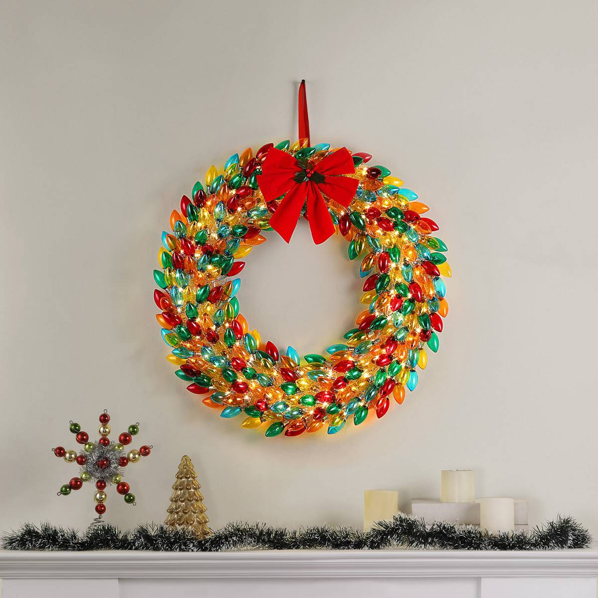 Mr. Christmas 30in. Vintage Multi-Color Bulb Wreath