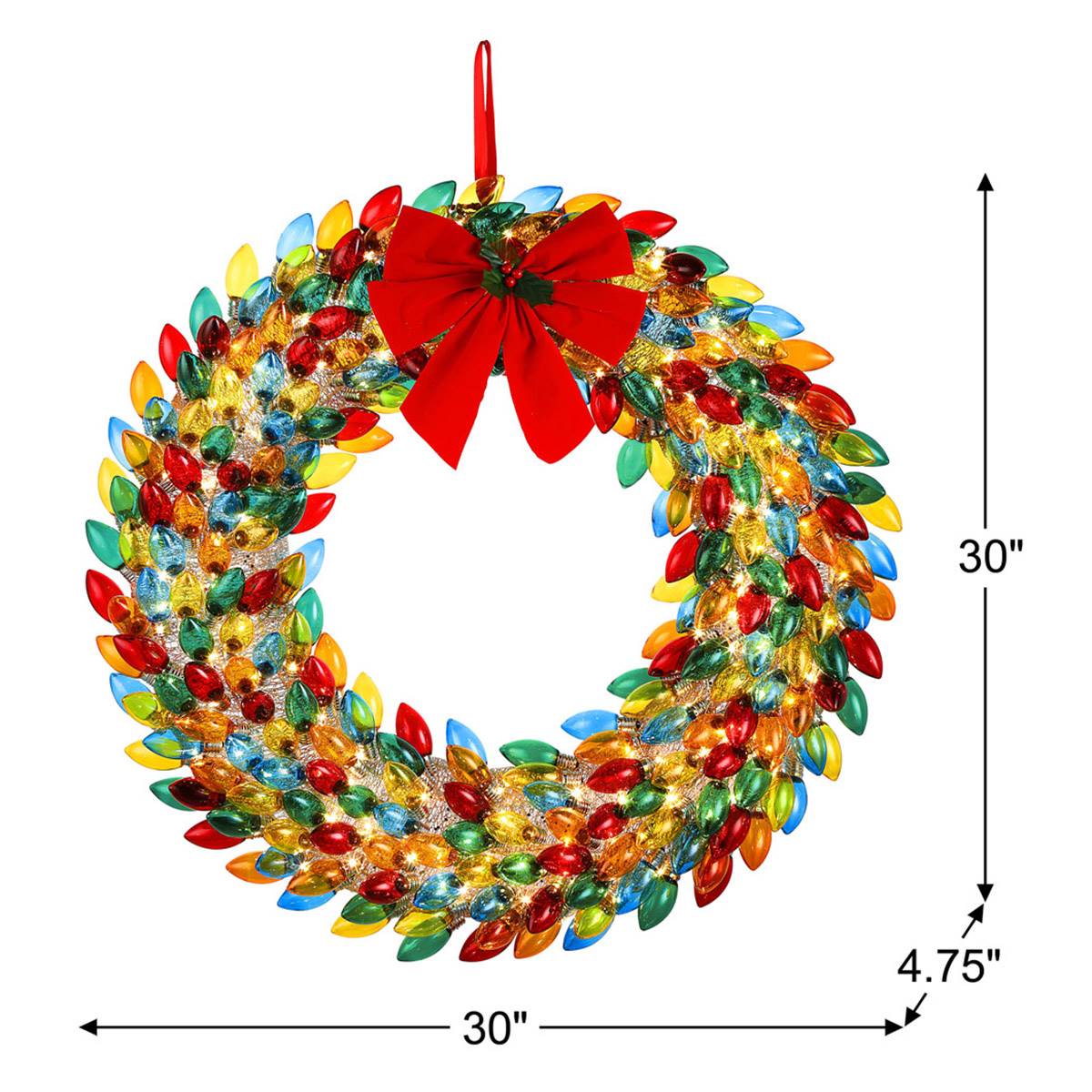 Mr. Christmas 30in. Vintage Multi-Color Bulb Wreath