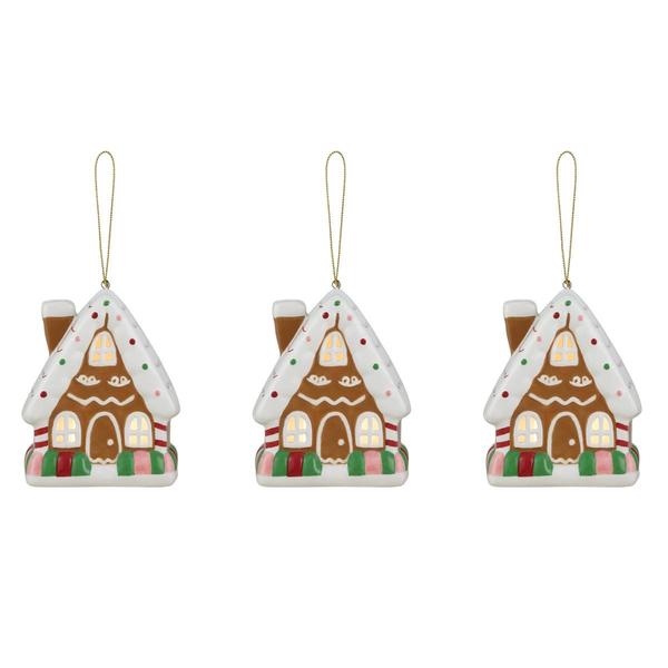 Mr. Christmas 3pc. Nostalgic Ceramic Gingerbread House Ornaments