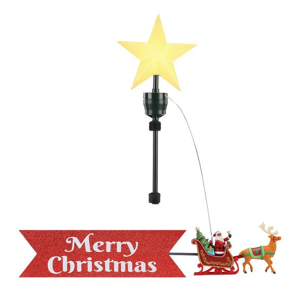 Mr. Christmas(R) Black Santa's Sleigh Animated Tree Topper