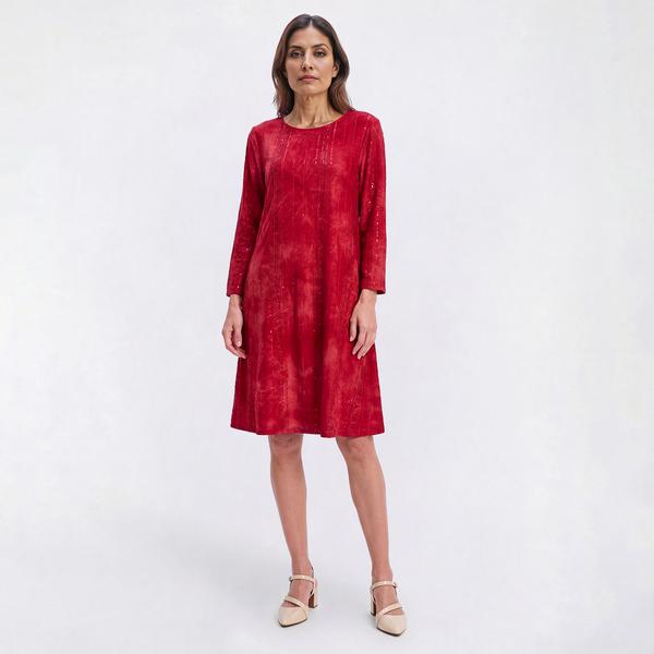 Womens Cocomo 3/4 Sleeve Tie Dye Sequin Shift Dress