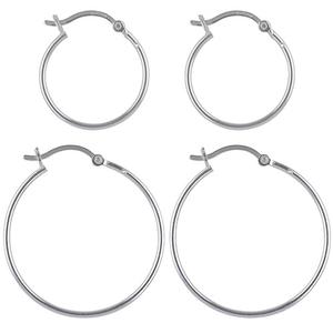 Sterling Silver Plated  Hoops 2pr. Earrings Set