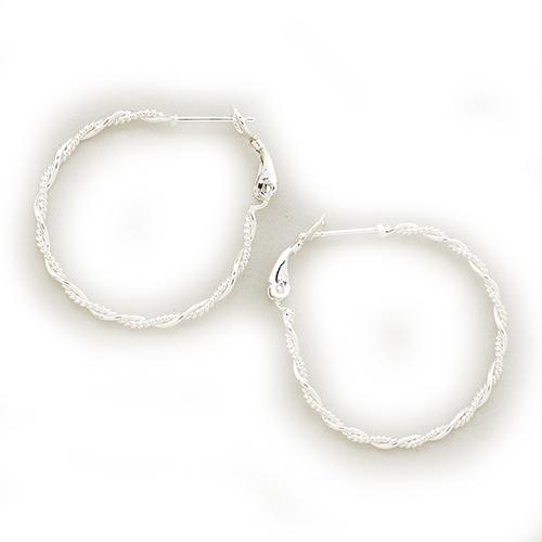 Sterling Silver Clutchless Twisted Hoop Earrings