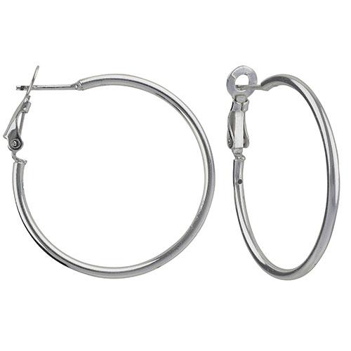 Silver Plated Clutchless Tube Hoop Earrings