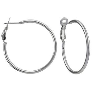 Silver Plated Clutchless Tube Hoop Earrings