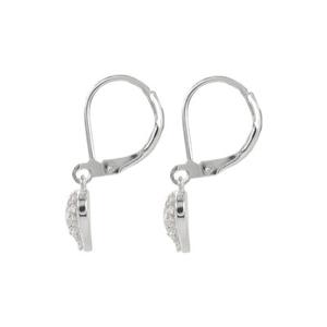 Silver Plate CZ Heart Dangle Earrings alternate view