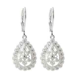 Silver Plate Vintage CZ Drop Earrings