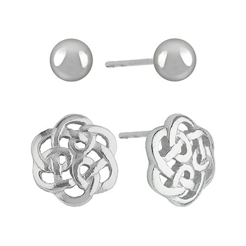 Sterling Silver 2pr. Stud Earrings Set