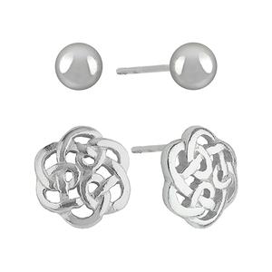 Sterling Silver 2pr. Stud Earrings Set