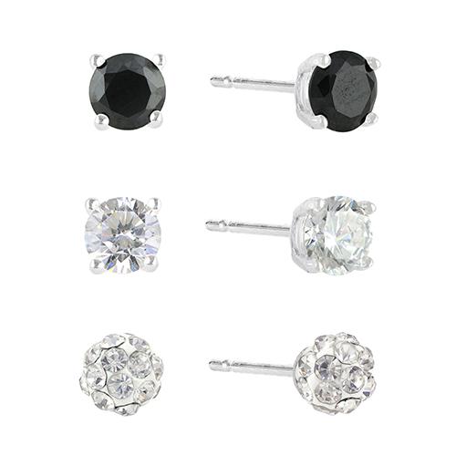 Sunstone 3pr. Sterling Silver 4mm Earrings Set