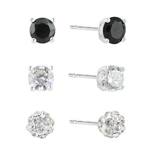 Sunstone 3pr. Sterling Silver 4mm Earrings Set