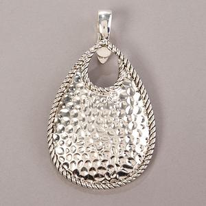 Wearable Art Silver Rope Accent Teardrop Enhancer Pendant