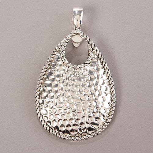Wearable Art Silver Rope Accent Teardrop Enhancer Pendant