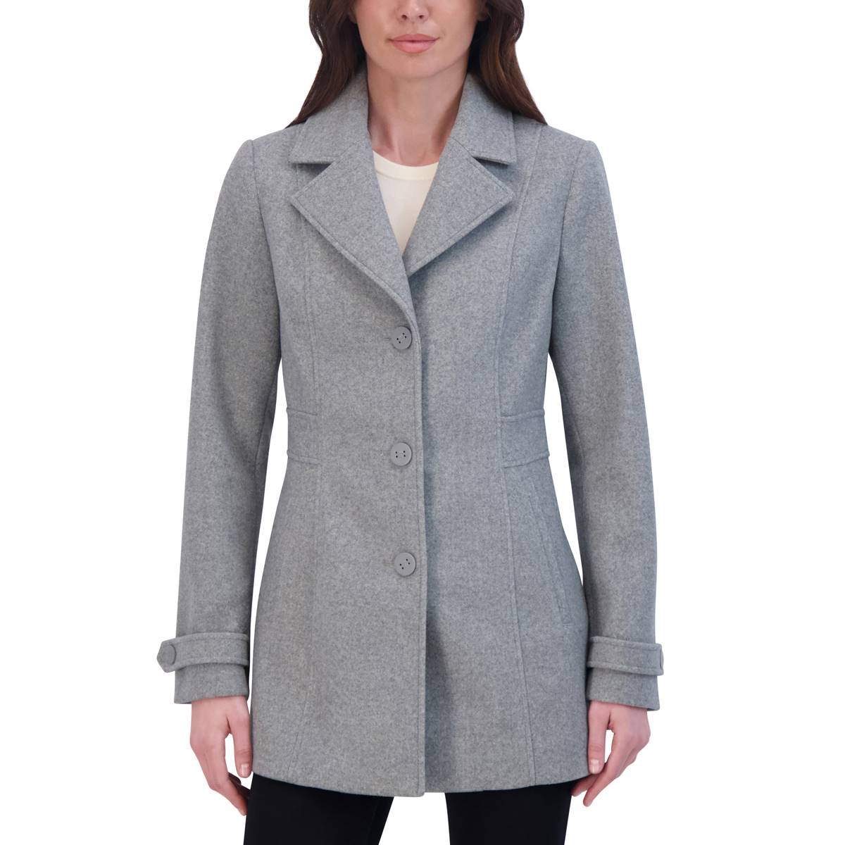 Womens Laundry By Sheli Segal Single Breasted Faux Wool Coat