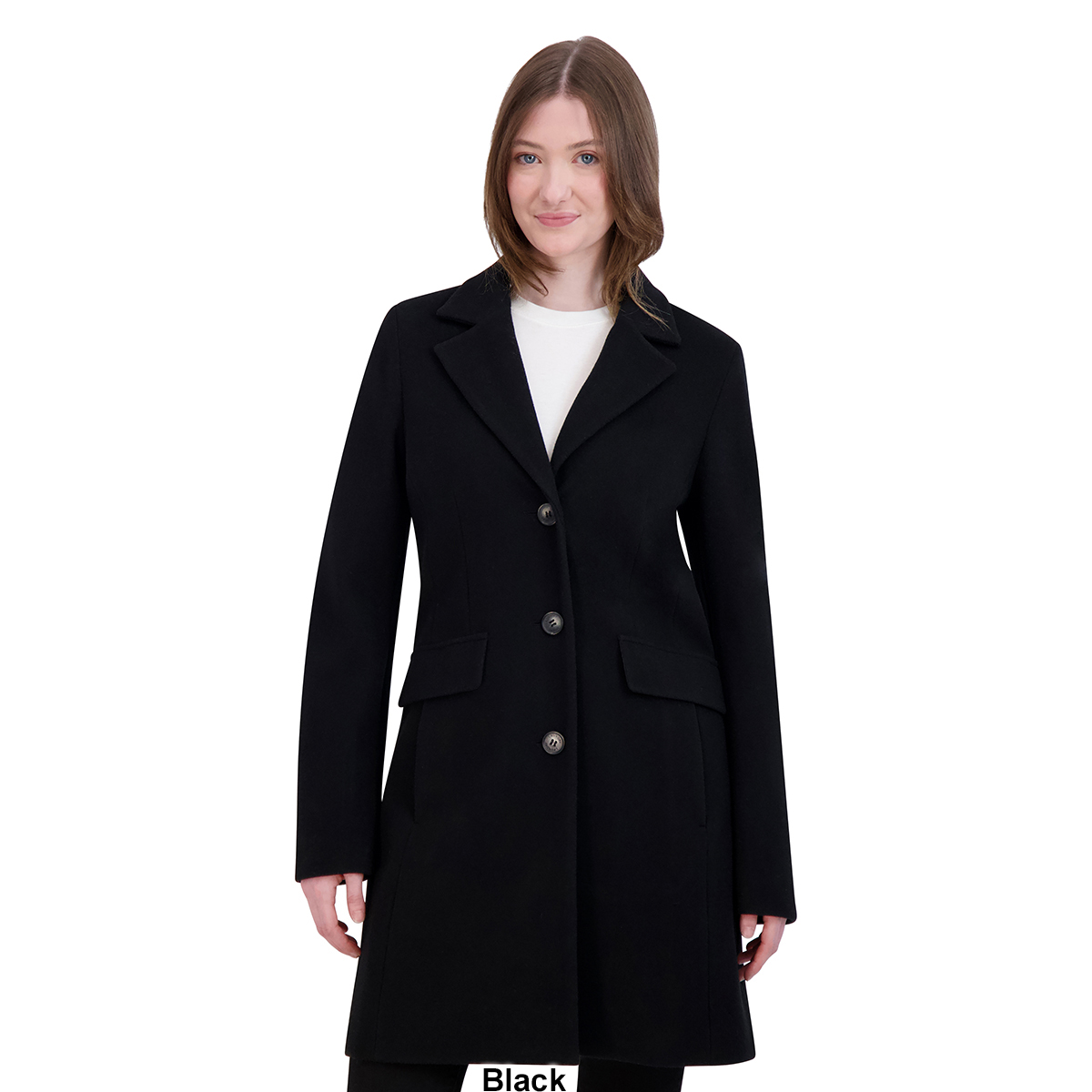 Petites Laundry By Shelli Segal Single Breasted Faux Wool Coat