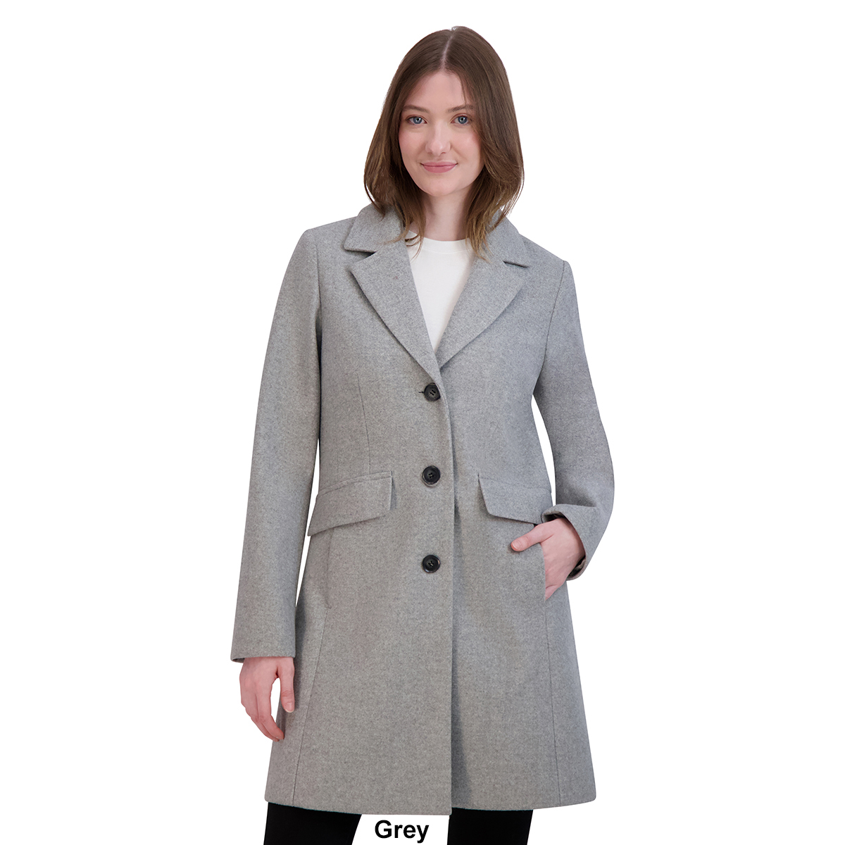 Petites Laundry By Shelli Segal Single Breasted Faux Wool Coat
