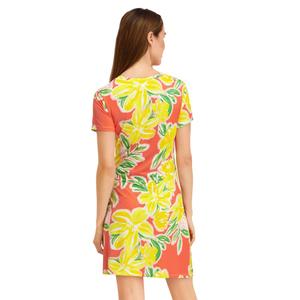 Womens Stella Parker Short Sleeve Tropical Ruch A-Line Dress alternate view
