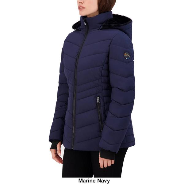 Womens HFX Stretch Puffer Jacket w/Faux Fur Hood alternate view