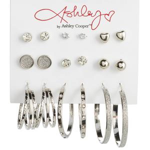 Ashley Two-Tone Plated Earrings w/ Glitter Paper & Pave Stones