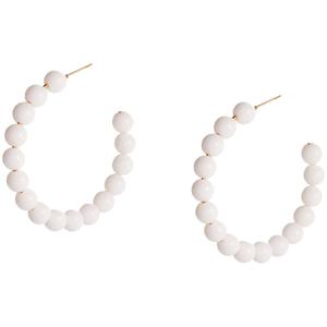 Ashley Cooper(tm) Gold Plated White Bead Hoop Earrings