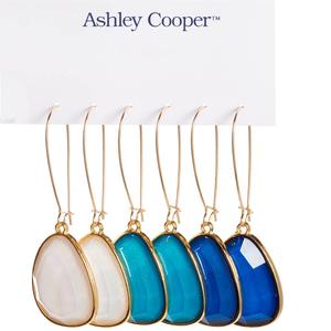 Ashley Cooper(tm) 3pr. Gold-Plated Glitter Teardrop Earrings