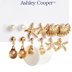 Ashley Cooper(tm) 6pr. Mixed Sea Life Post Earrings