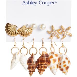 Ashley Cooper(tm) 6pr. Gold-Plated Sea Life & Shells Earrings