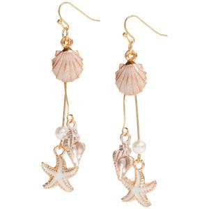 Ashley Cooper(tm) Gold-Plated Sea Life Charm Cluster Earrings