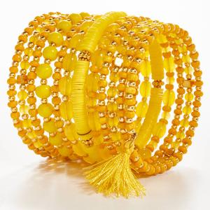 Ashley Cooper(tm) Gold-Plated Bead Discs & Tassels Coil Bracelet