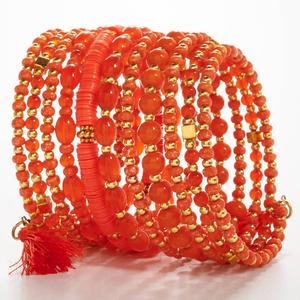 Ashley Cooper(tm) Gold-Plated Orange Bead Discs Tassel Coil Bracelet