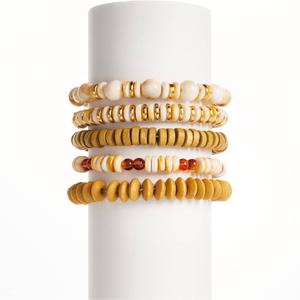 Ashley Cooper(tm) 5pc. Gold Plated Beaded Stretch Bracelet Set