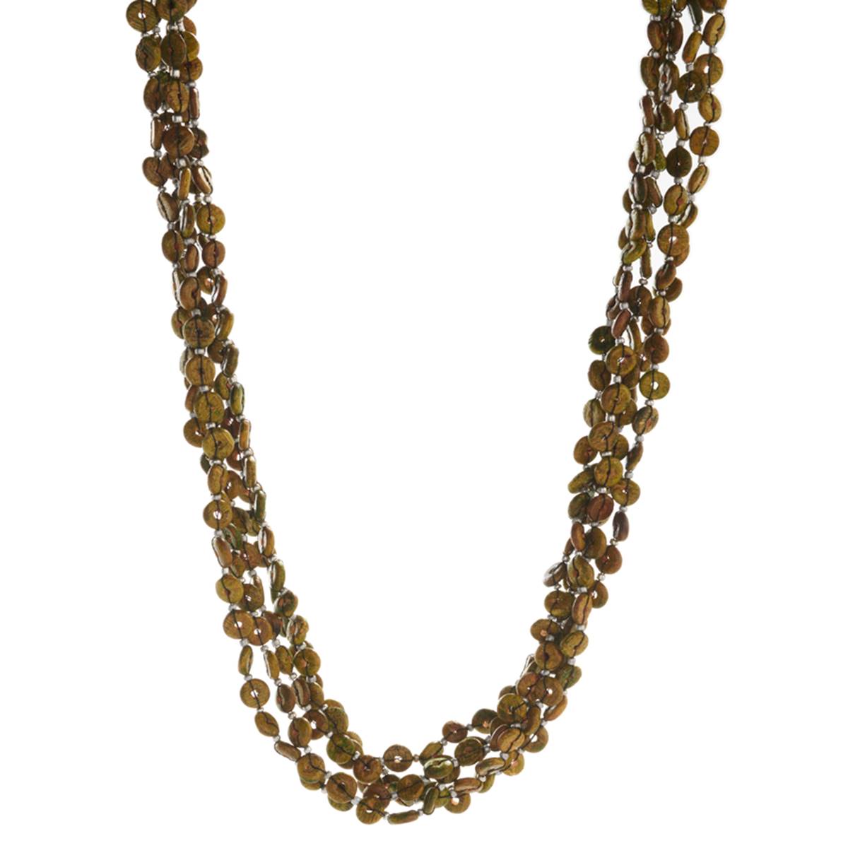 Ashley Cooper(tm) Multi-Strand Green & Brown Beaded Disc Necklace