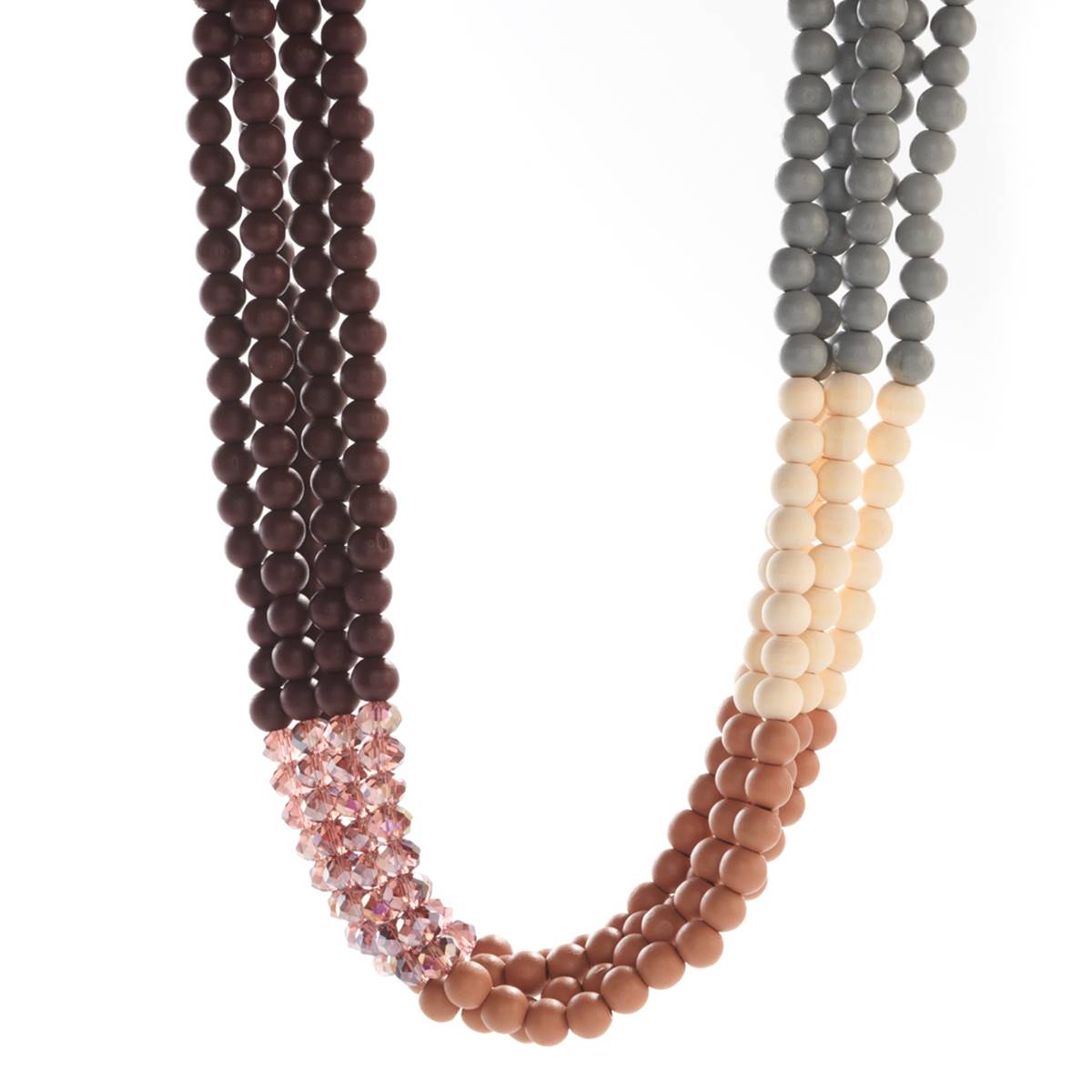 Ashley Cooper(tm) 5-Row Tonal Brown & Grey Beaded Necklace