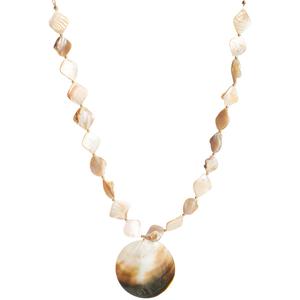 Ashley Cooper(tm) Gold-Plated Disc Pendant Necklace w/ Beaded Shell