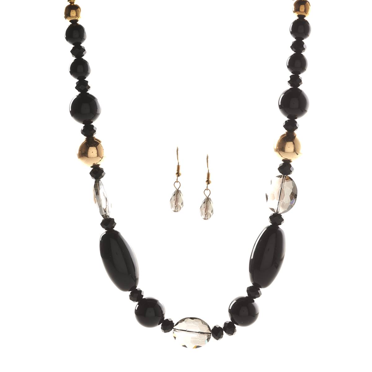 Ashley Cooper(tm) Jet & Black Diamond Beaded Necklace & Earrings