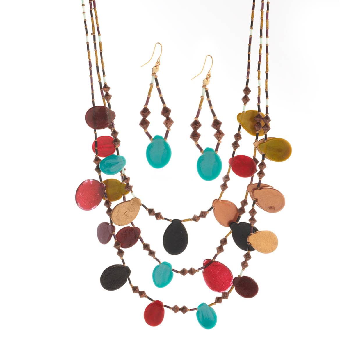 Ashley Cooper(tm) Multi-Color Layered Necklace& Earring Set