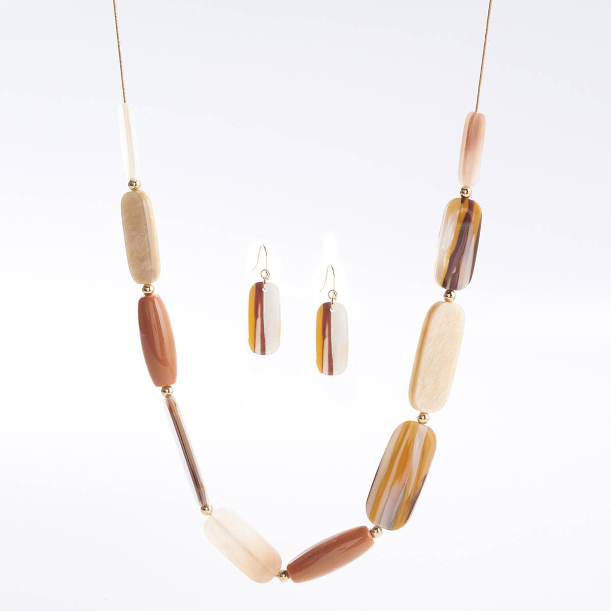 Ashley Cooper(tm) Resin Marbleized Bead Snake Chain Necklace Set