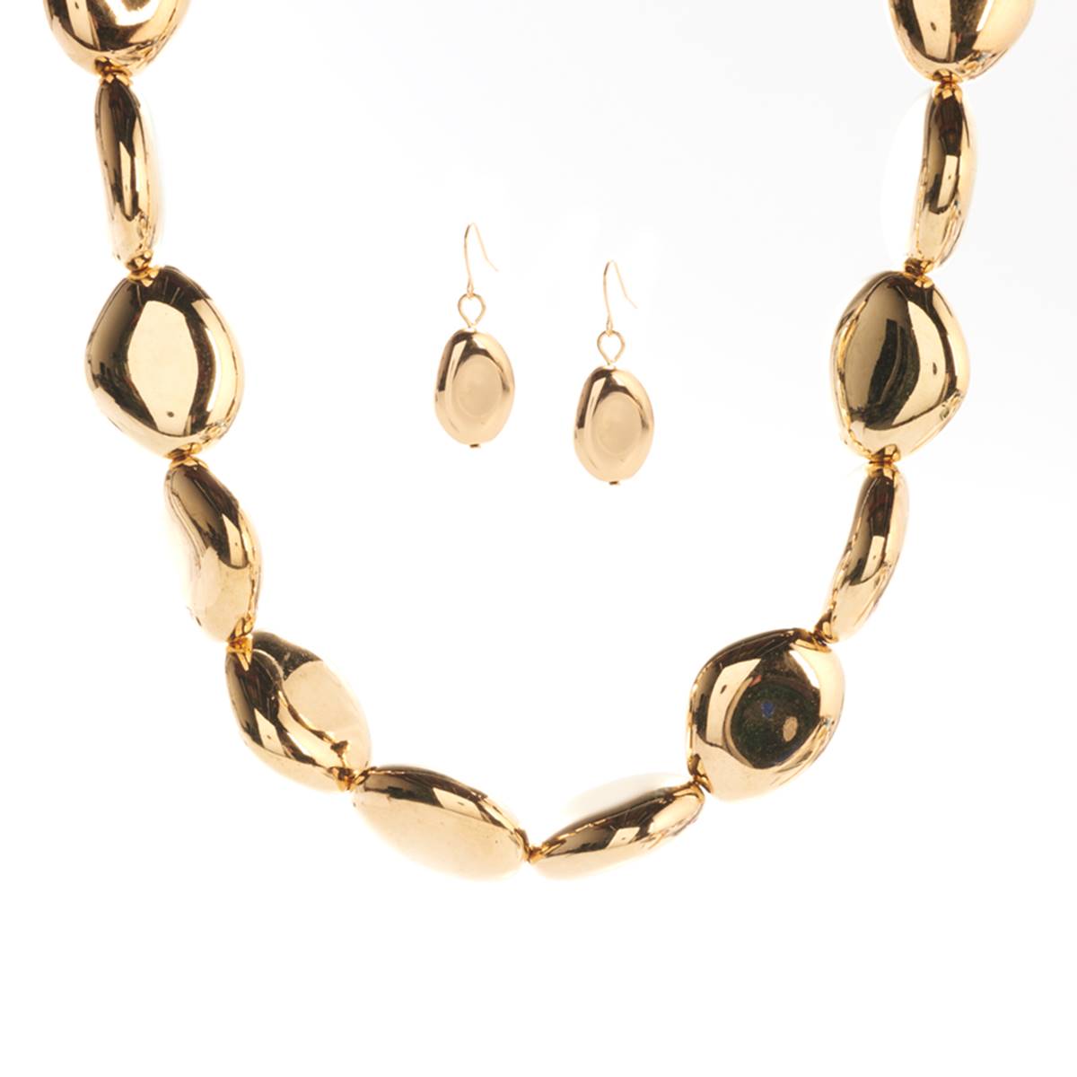 Ashley Cooper(tm) Gold Plated CCB Nugget Necklace & Earrings Set