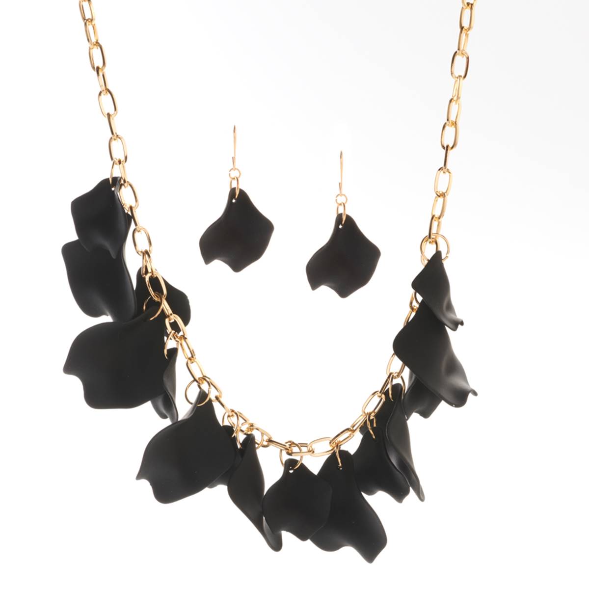 Ashley Cooper(tm) Chain Black Petal Necklace Set